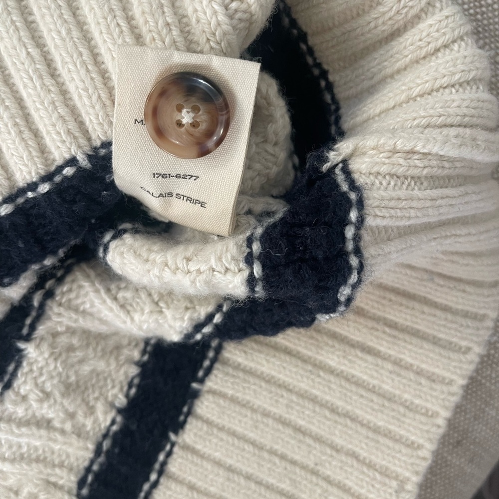 Doen Cream and Navy Striped Knit Cardigan - Picture 9 of 9
